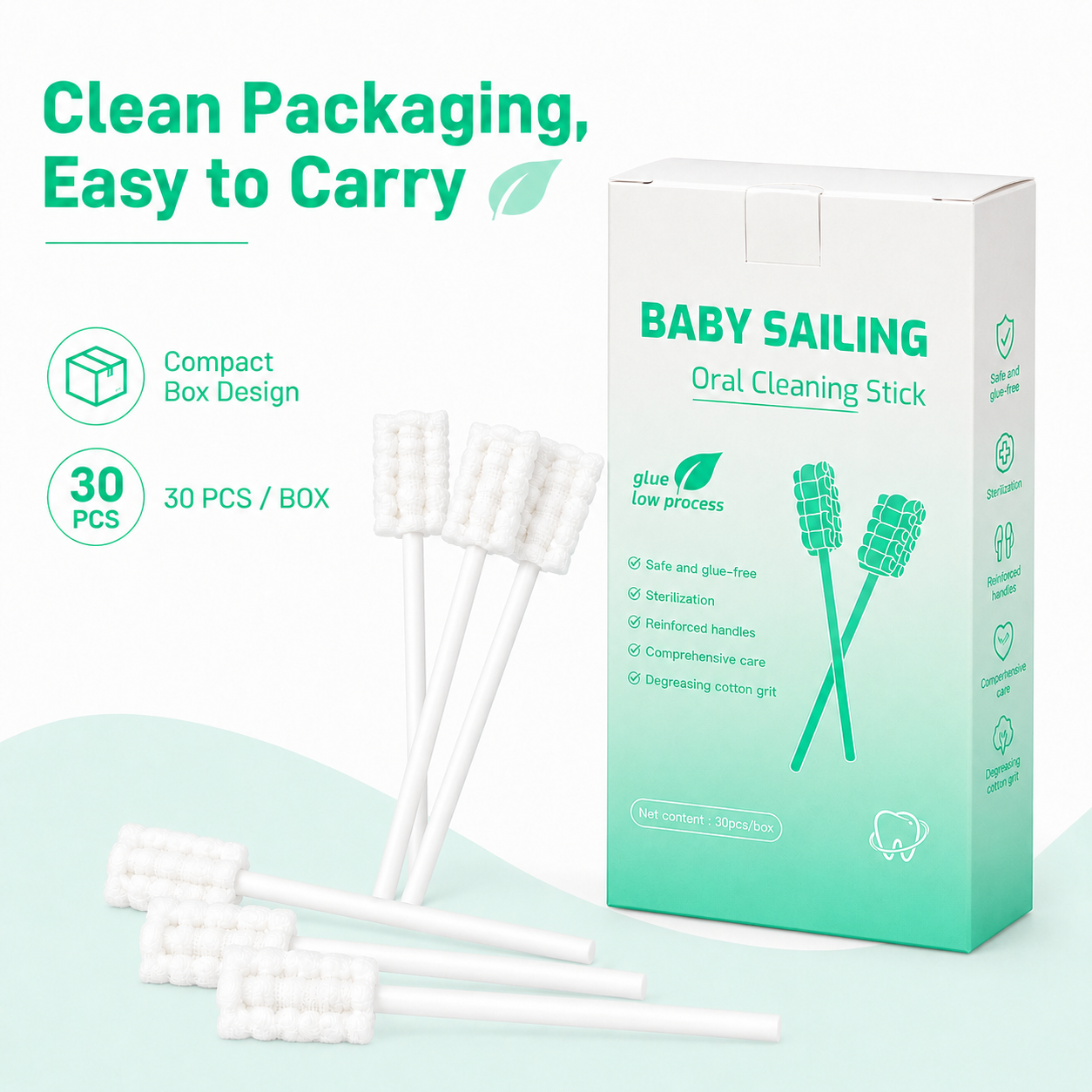 Baby Oral Cleaning Sticks - Glue-Free Gauze Head, Safe for Infants