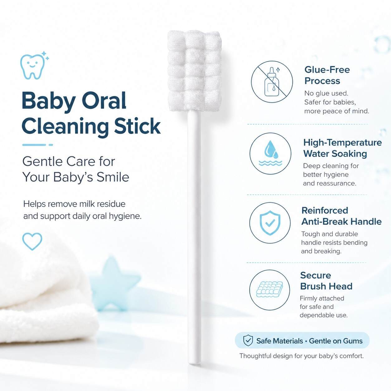 Baby Oral Cleaning Stick for Gentle Care, Safe for Daily Use - wholesale export carton packaging